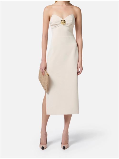 SHEATH DRESS WITH MACRO BOW ELISABETTA FRANCHI | AB76951E2193 burro